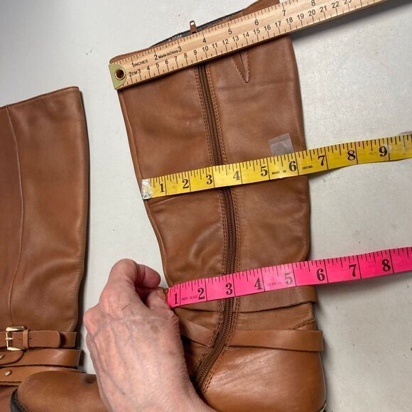 STEVE MADDEN Albany Tall Cognac Brown Leather Equestrian Riding Boot Size 8 - Picture 6 of 12